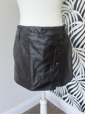 Free People Black Faux Leather Mini Skirt